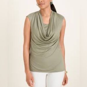 Chico’s Women’s Size 3 (Extra Large XL) Cowl Neck Top in Sage Leaf Green